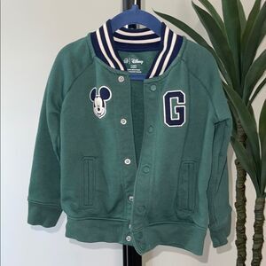 Gap x Disney Green Jacket with Mickey and G Patch